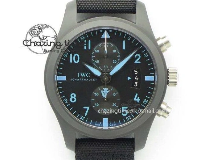 MIROTIME 0422 Comfortable Pilot Chrono IW388003 Real Ceramic ZF 1:1 Best Edition On Black Nylon Strap A 7322